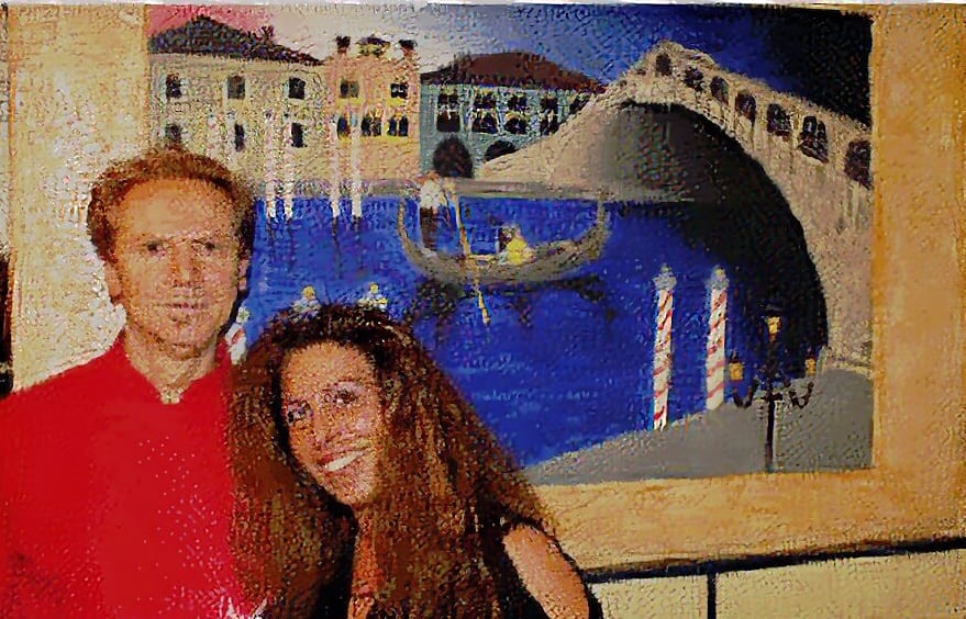 Olga und Toni im Restaurant, vor dem Venedig, Gemälde im Gastraum